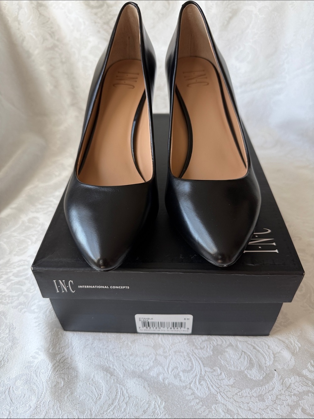 INC International Concepts Black Pointed-Toe Stiletto Pumps